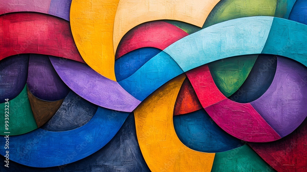 Abstract shapes of different colors intertwining, representing unity in diversity Abstract shapes of different colors intertwining, representing unity in diversity