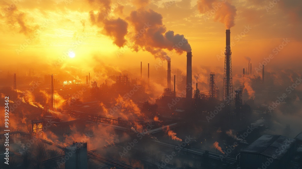 Industrial Sunset: Smoke and Steel Against the Setting Sun Industrial Sunset: Smoke and Steel Against the Setting Sun