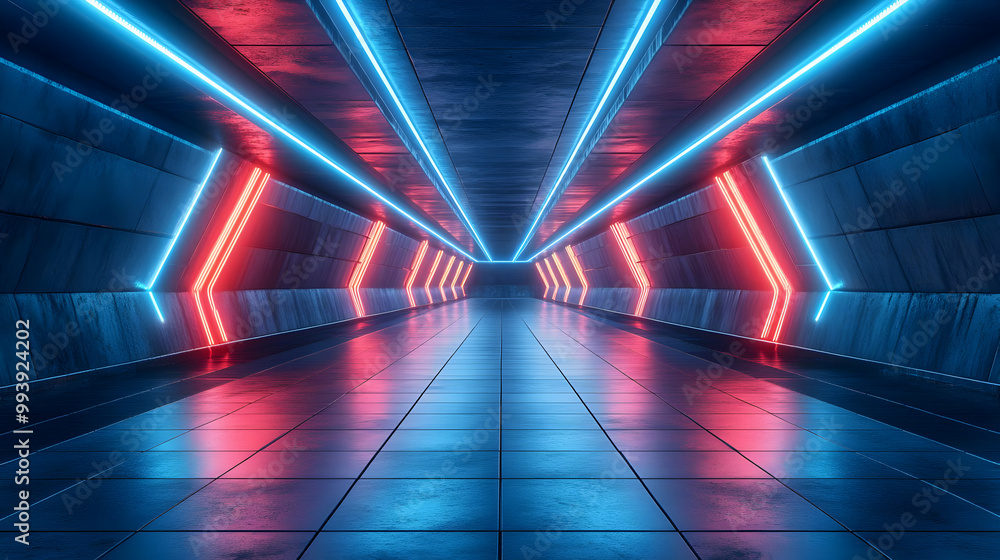 Neon Lights Tunnel 3D Render Neon Lights Tunnel 3D Render