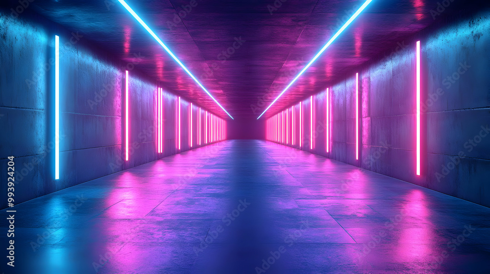 Neon Lights Corridor - 3D Illustration Neon Lights Corridor - 3D Illustration
