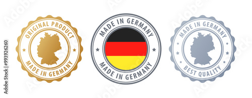 Germany - set of stamps with map and flag. Best quality. Original product. Vector illustration