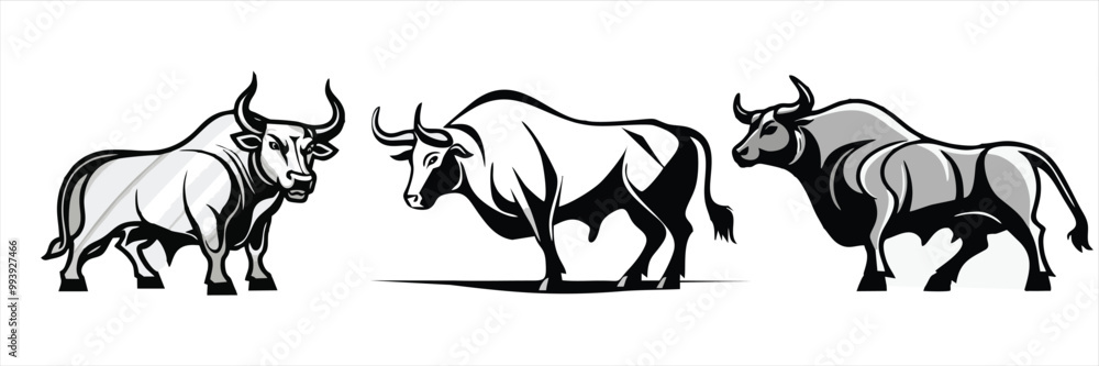 Fototapeta premium set of cow vector illustration logo design 