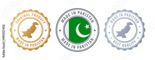 Pakistan - set of stamps with map and flag. Best quality. Original product. Vector illustration