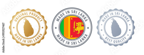 Sri Lanka - set of stamps with map and flag. Best quality. Original product. Vector illustration