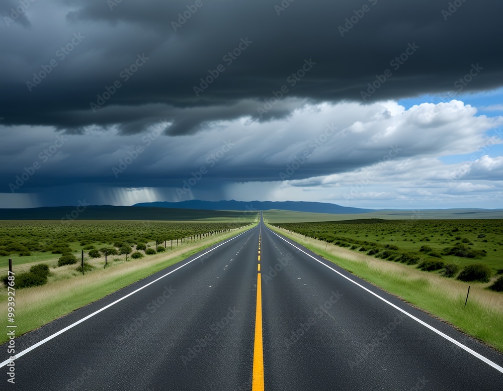Open Road with Storm Clouds Open Road with Storm Clouds