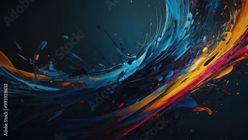 The dynamic interplay of colors and patterns creates a unique and compelling abstract visual narrative