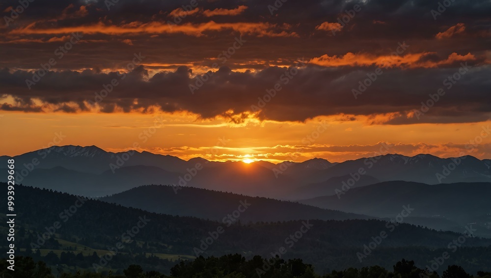 Sunset over the mountains. Sunset over the mountains.
