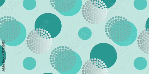 Seamless vector pattern of circles and leaves for bed linen, wallpaper and textures