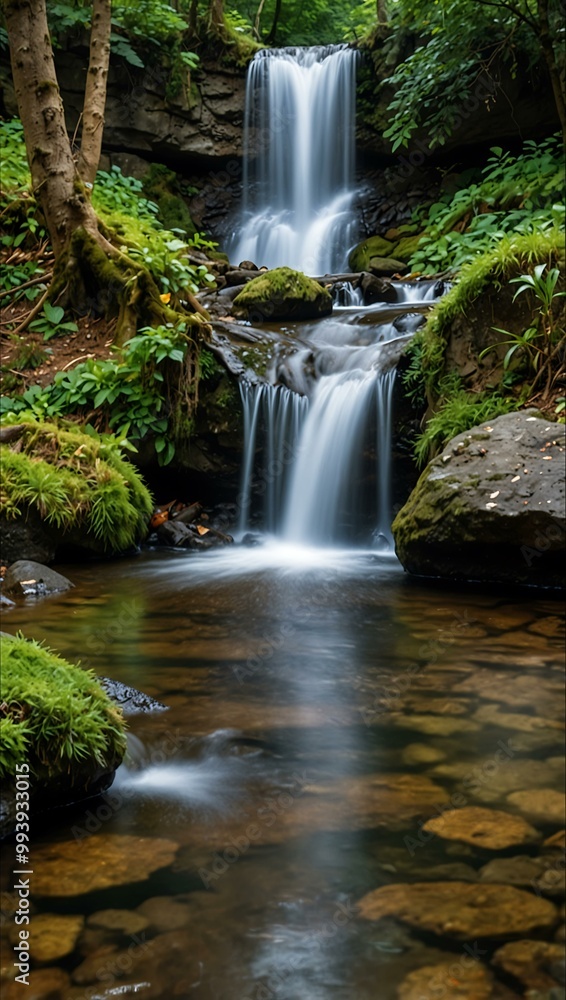 Small forest waterfall. Small forest waterfall.