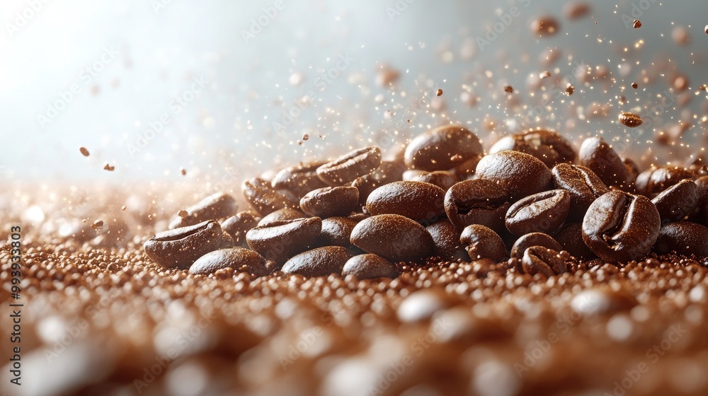 Coffee Beans Scattered on Surface for Culinary and Beverage Photography Coffee Beans Scattered on Surface for Culinary and Beverage Photography