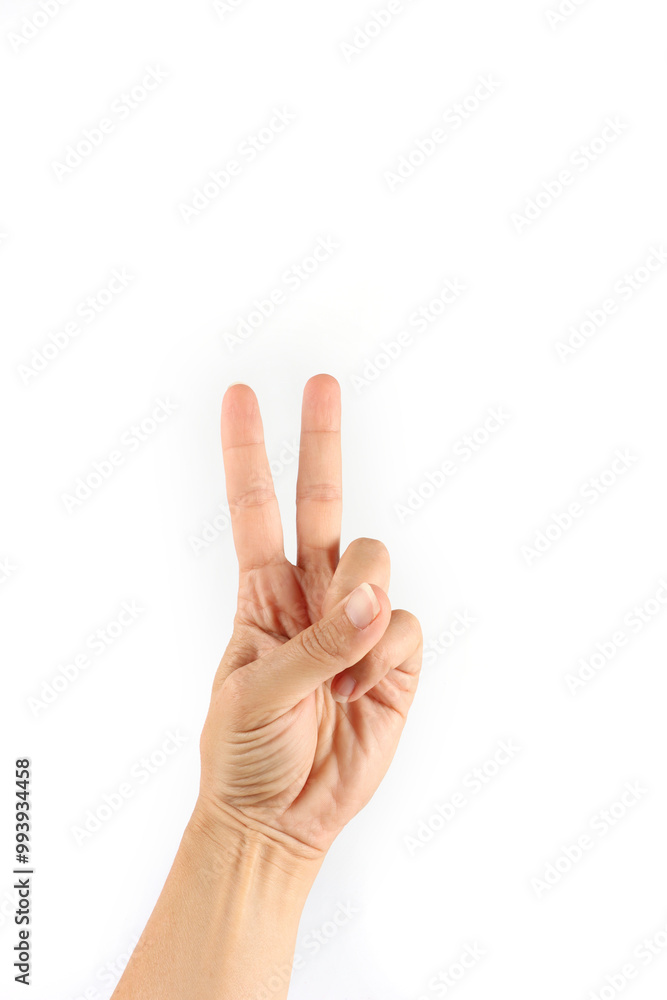 hand finger sign number 2 isolated on white background hand finger sign number 2 isolated on white background