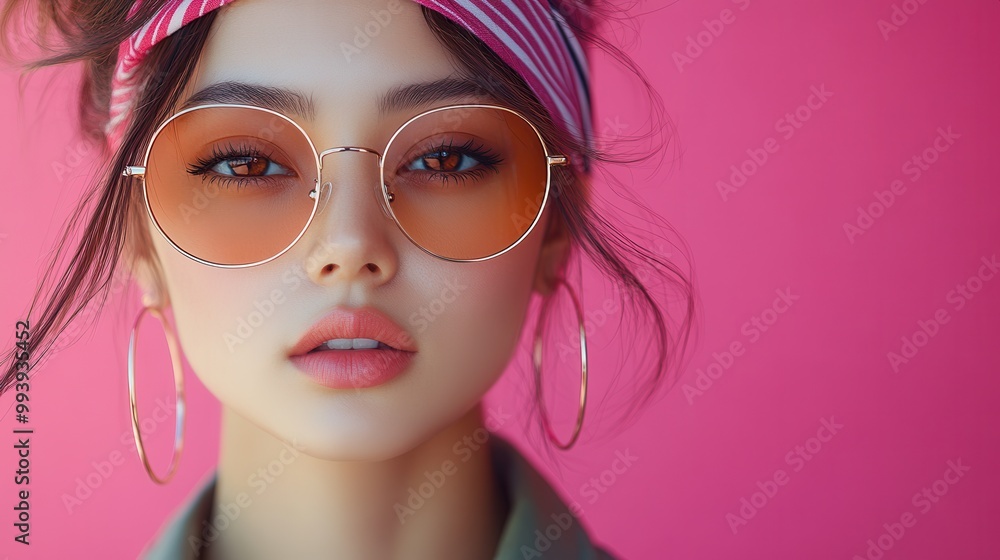 Stylish Young Woman with Sunglasses and Headband Stylish Young Woman with Sunglasses and Headband