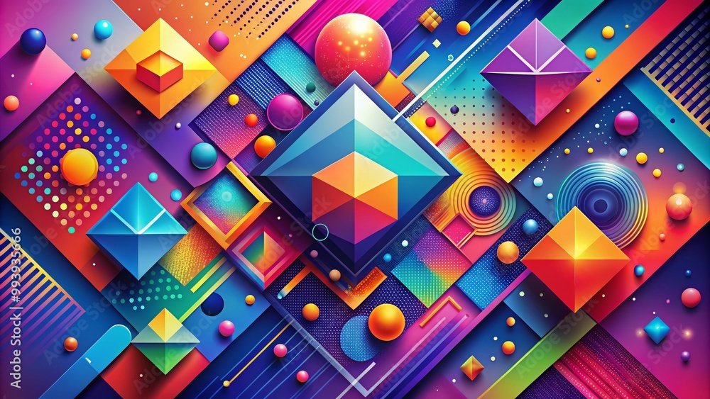 Colorful Abstract Background Poster Design with Geometric Shapes and Gradient Textures for Creativity