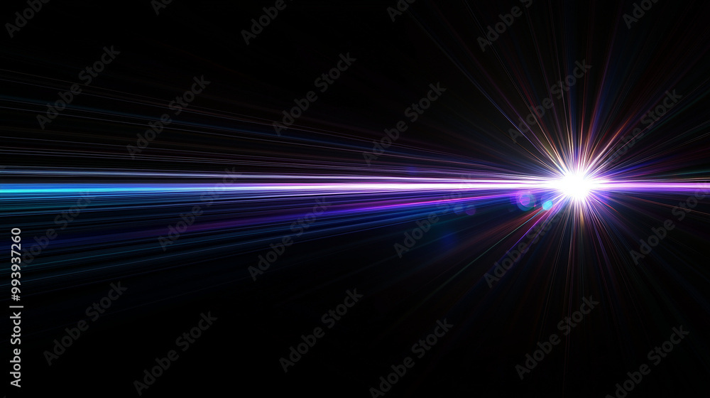 Obraz premium Cosmic Burst: A mesmerizing, abstract digital art piece depicting a vibrant, multi-colored light explosion against a black background. 