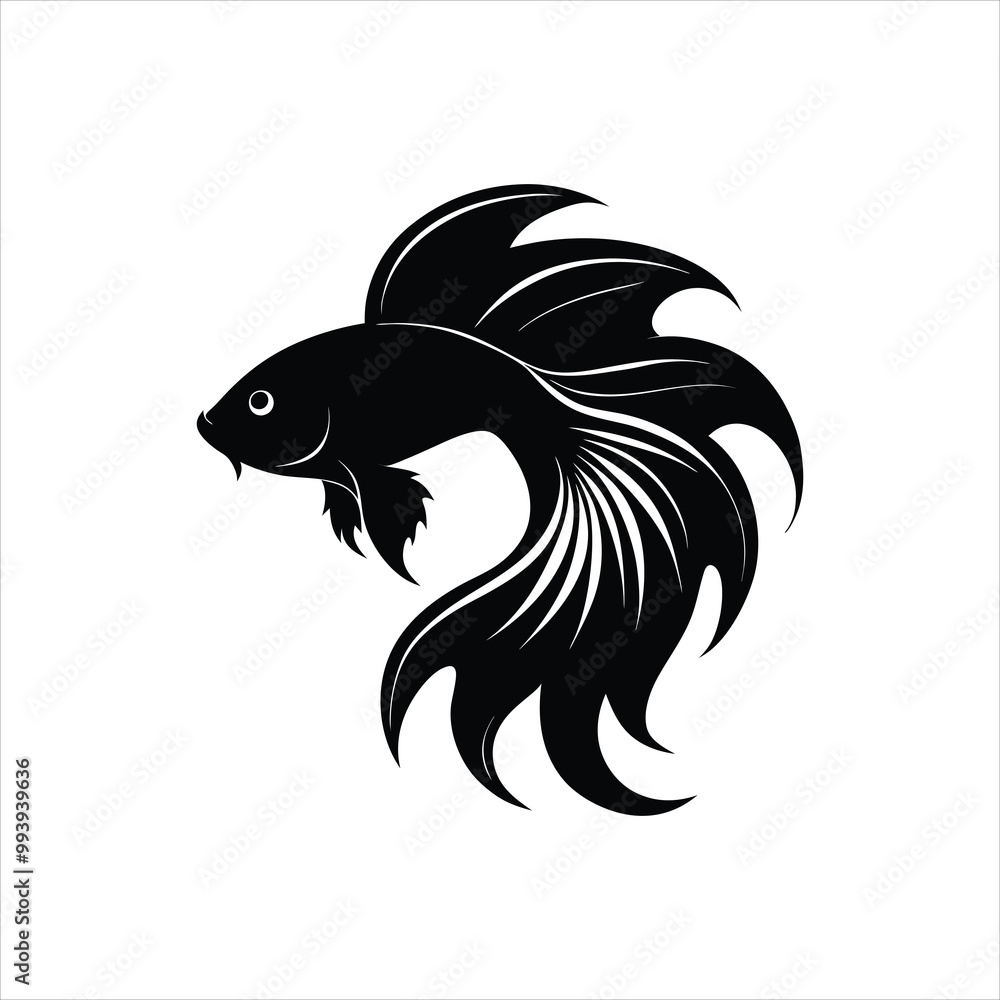 Betta fish silhouette vector illustration. isolated on white background Betta fish silhouette vector illustration. isolated on white background