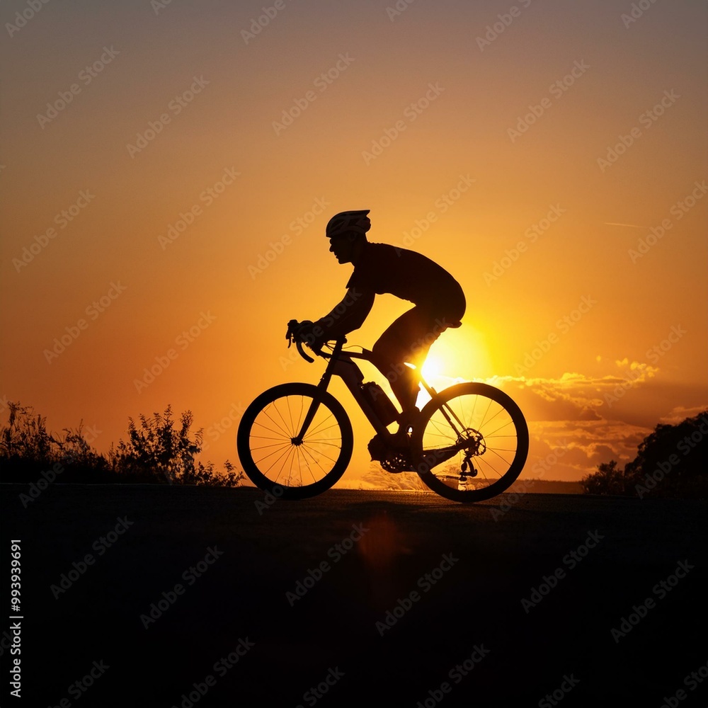 silhouette of a cyclist on the road during sunset silhouette of a cyclist on the road during sunset