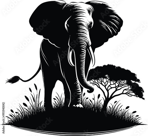 elephant silhouettes vector illustration clear white background photo