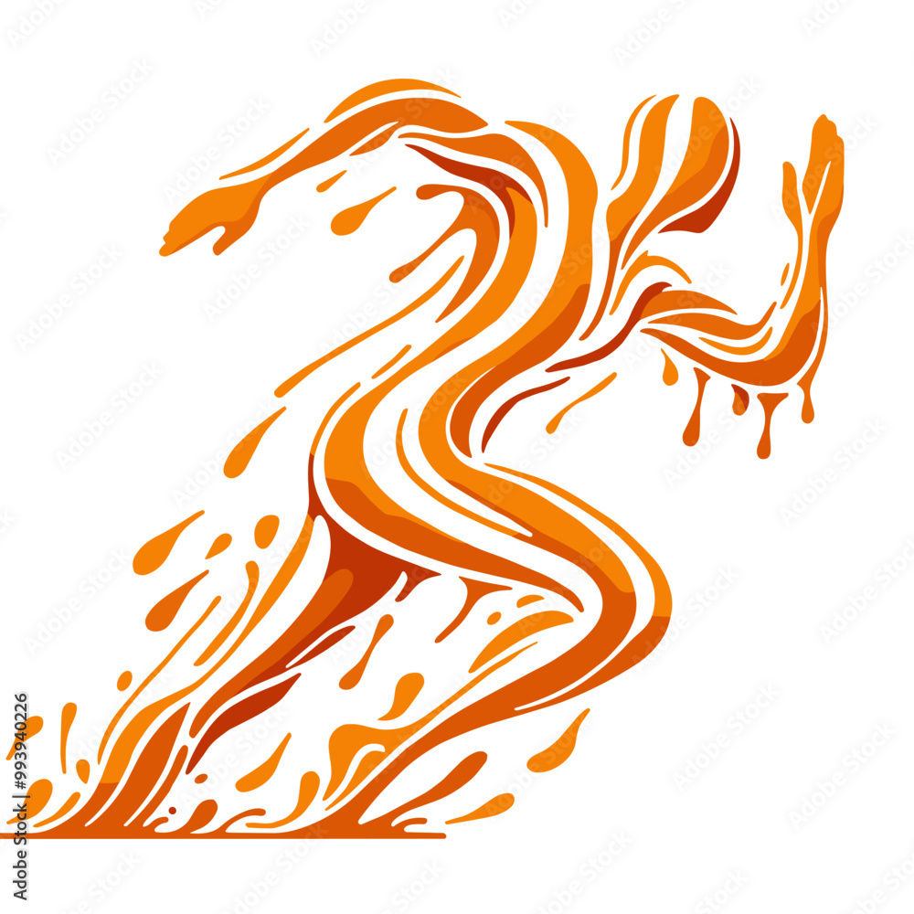 An orange silhouette of runner figure from a stream of orange juice, vector, minimalist art style, stroke lines for an abstract look, transparent background An orange silhouette of runner figure from a stream of orange juice, vector, minimalist art style, stroke lines for an abstract look, transparent background