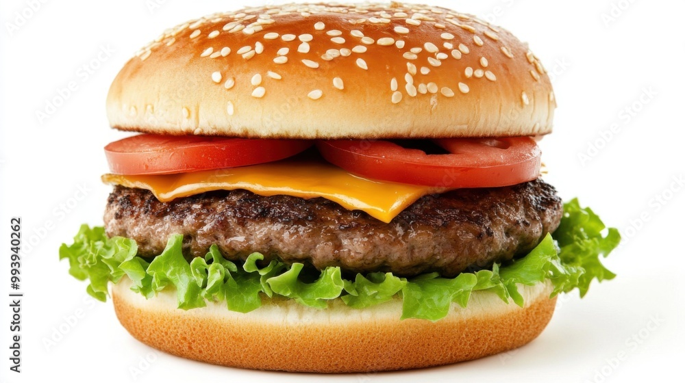 Isolated Cheeseburger with Fresh Vegetables Isolated Cheeseburger with Fresh Vegetables