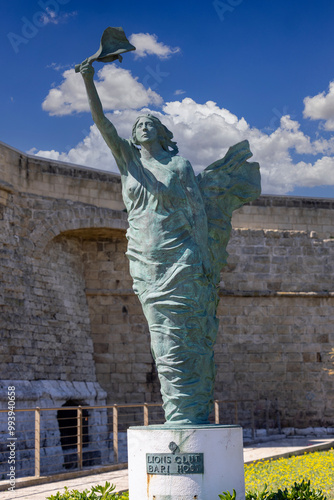 Lions club sculpture Bari, statue in front of Fort of Sant'Antonio, Bari, Italy, Apulia