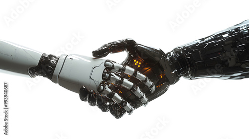 Png robot handshake human, artificial intelligence digital transformation 