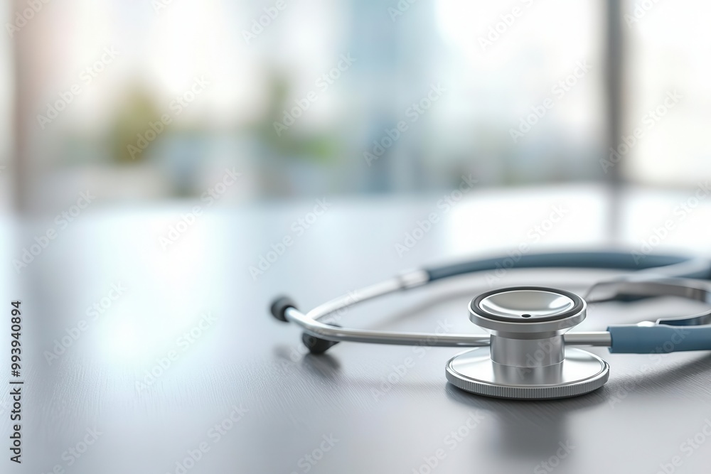 Close-up of a stethoscope on a blurred background, white isolate. Close-up of a stethoscope on a blurred background, white isolate.