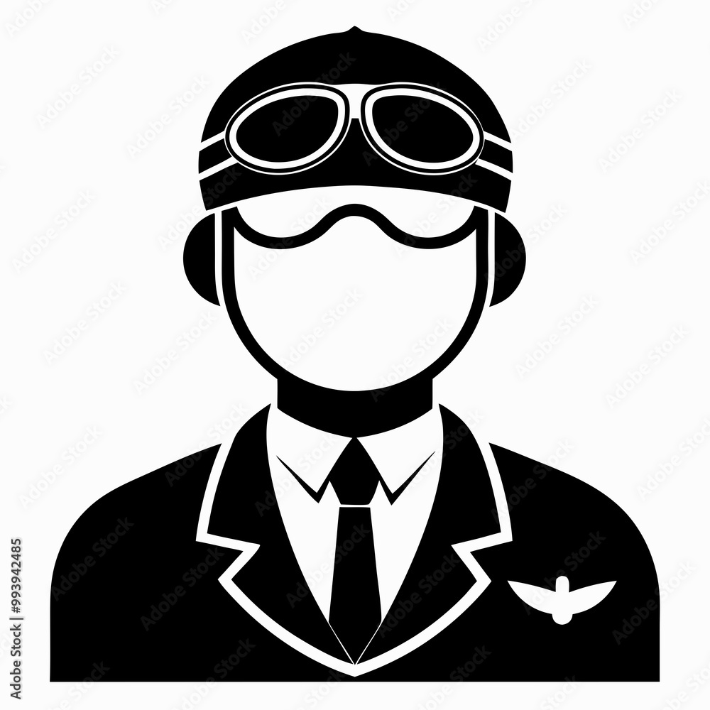 Pilot Black Vector silhouette Pilot Black Vector silhouette