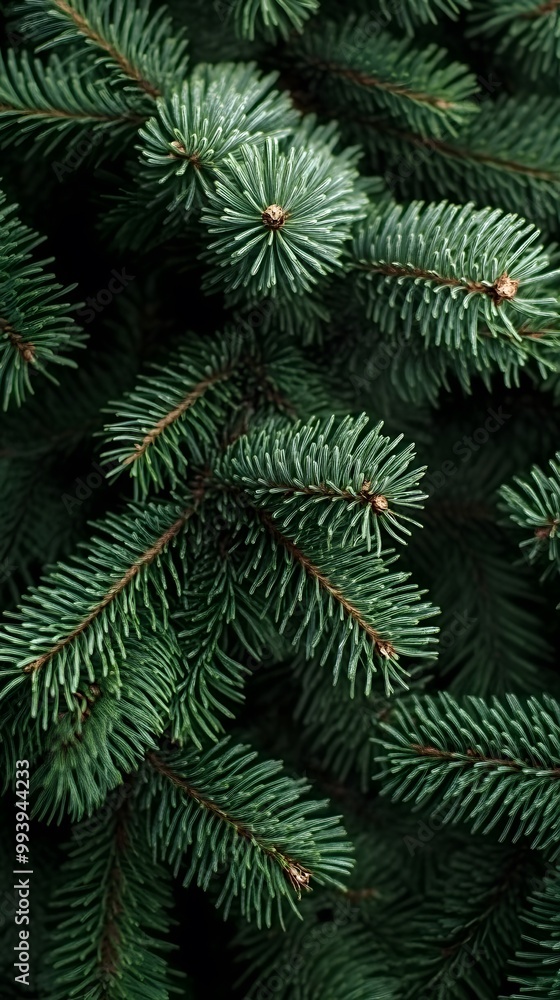 A close-up shot of the green pine tree branches, showcasing their intricate details and textures A close-up shot of the green pine tree branches, showcasing their intricate details and textures