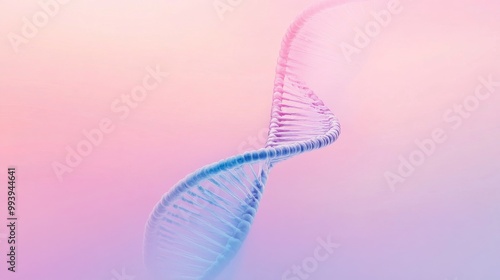 Minimalistic abstract background with single dna strand on clean vibrant background