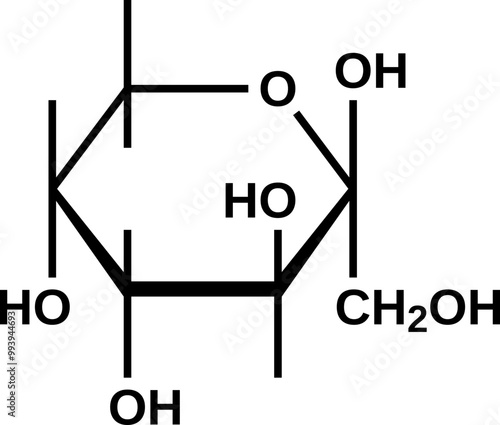 Beta-D-fructopyranose cyclic structural formula, pyranose form of fructose