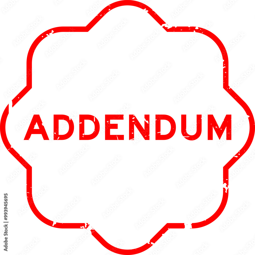Fototapeta premium Grunge red addendum word rubber seal stamp on white background