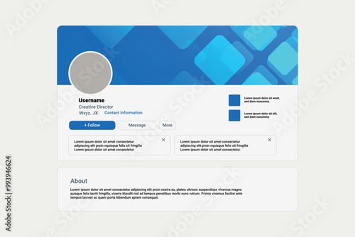 Linkedin banner mockup, profile page mockup presentation modern abstract banner template