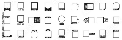 Frames for QR codes. Template of frames for QR code with text - scan me. Borders for Quick Response codes. Vector.