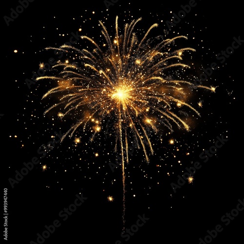 Golden firework burst in dark night sky