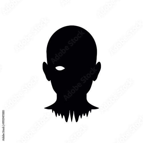 Creeping Horror Face Silhouette Vector Illustration Transparent Background