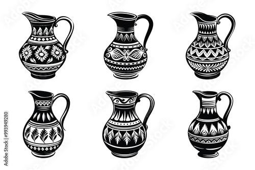 earthen pot silhouette design in vector style with a white background