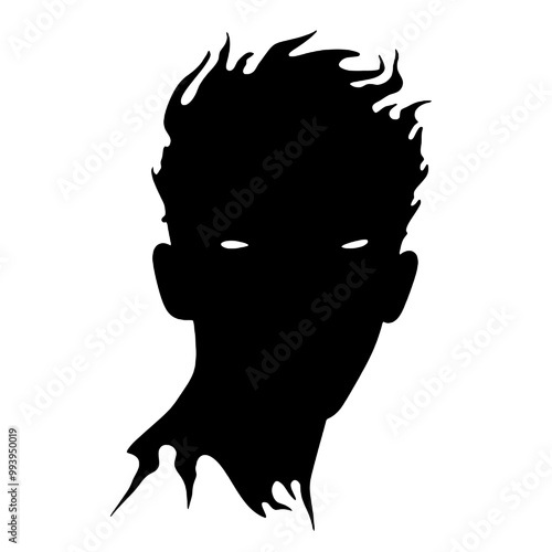 Evil Horror Face Silhouette Vector Illustration Transparent Background