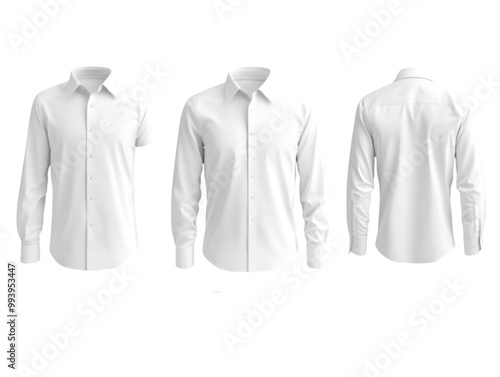 White Dress Shirt Mockup for Design and Branding - Front, Side, Back Views photo