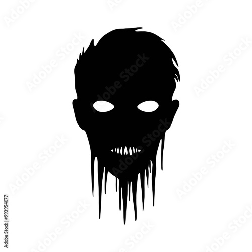 Shadowy Horror Face Silhouette – Vector Illustration for Chilling Visuals