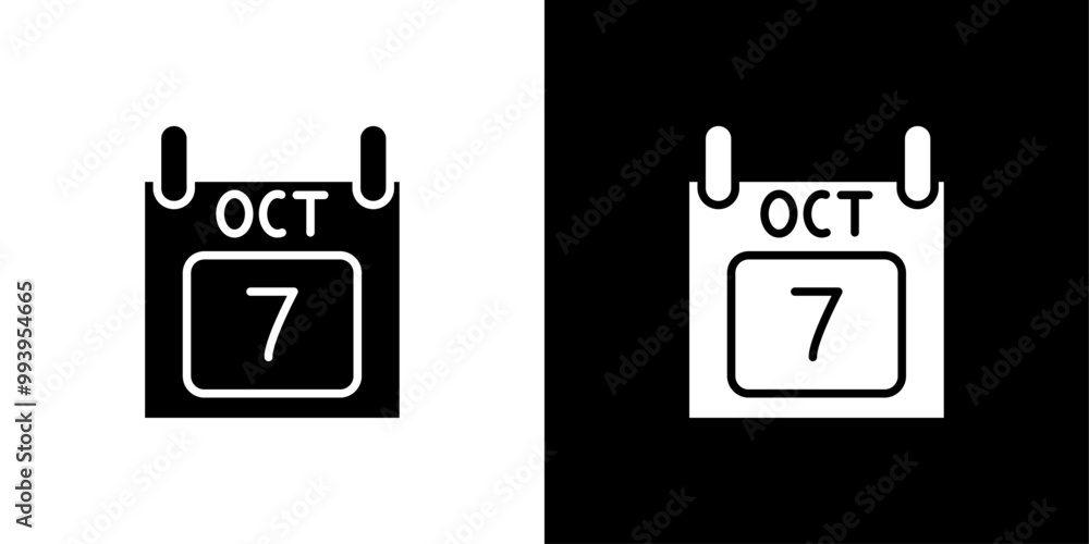 7 october date icon set vector illustration 7 october date icon set vector illustration