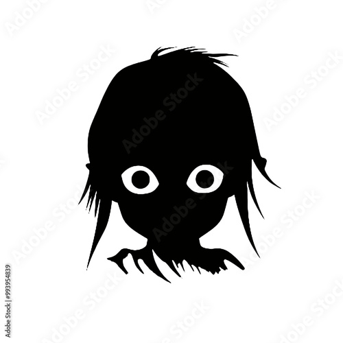 Evil Grinning Face Silhouette – Perfect Vector for Horror and Thriller Projects