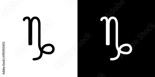 Capricorn zodiac sign icon set vector illustration
