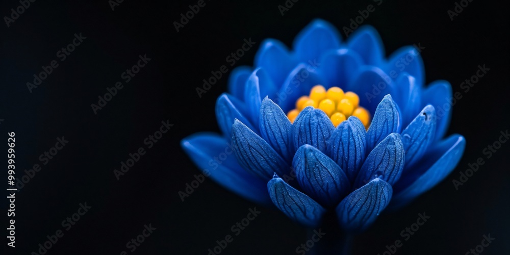 Blue Flower in Bloom on Dark Background Blue Flower in Bloom on Dark Background