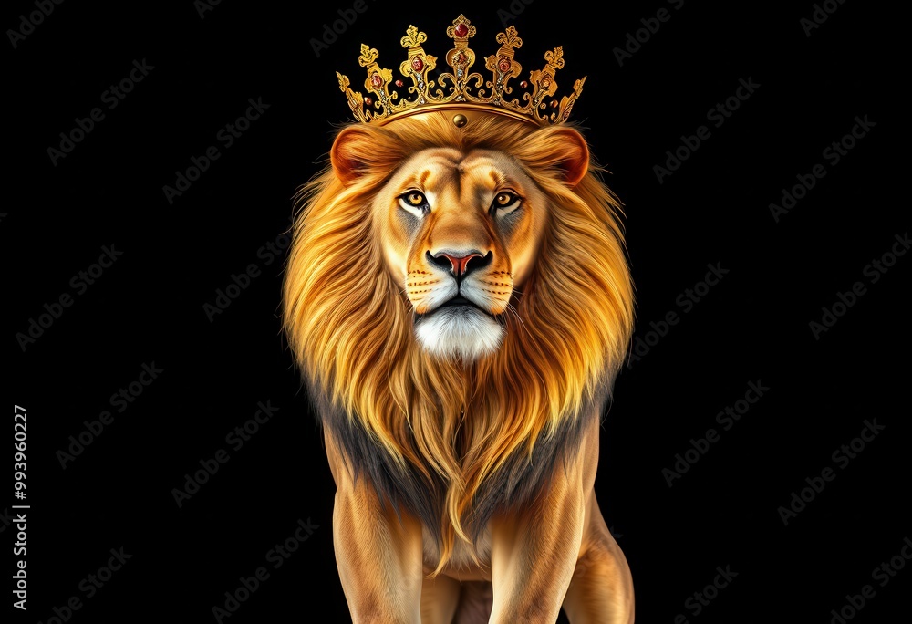 Majestic Lion Wearing a Golden Crown Majestic Lion Wearing a Golden Crown