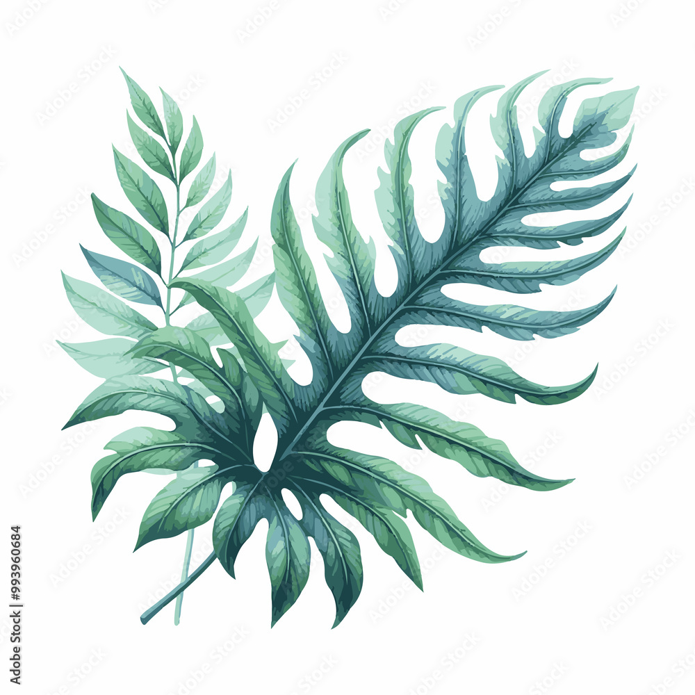 Tropical Leaf Watercolor Style eps file Tropical Leaf Watercolor Style eps file