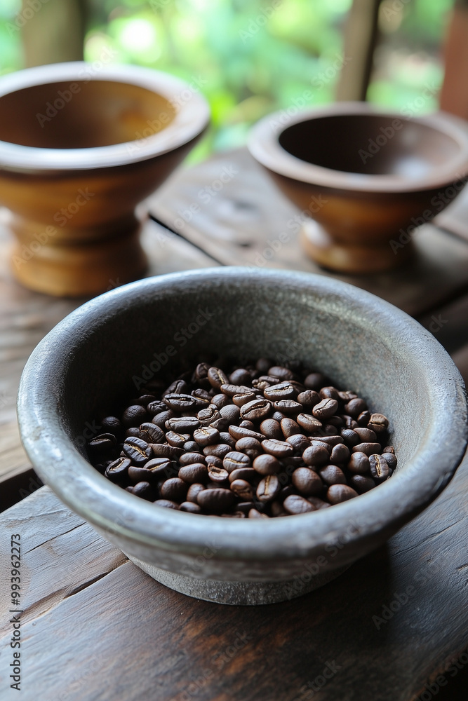 Fototapeta premium Various Coffee Processing Methods Explained: Natural, Washed, Honey, and Fermentation