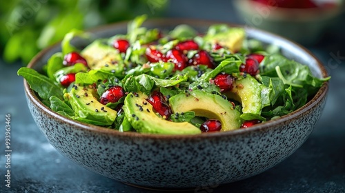 Healthy Bowl of Fresh Salad with Avocado and Greens Perfect for Healthy Eating and Meal Prep