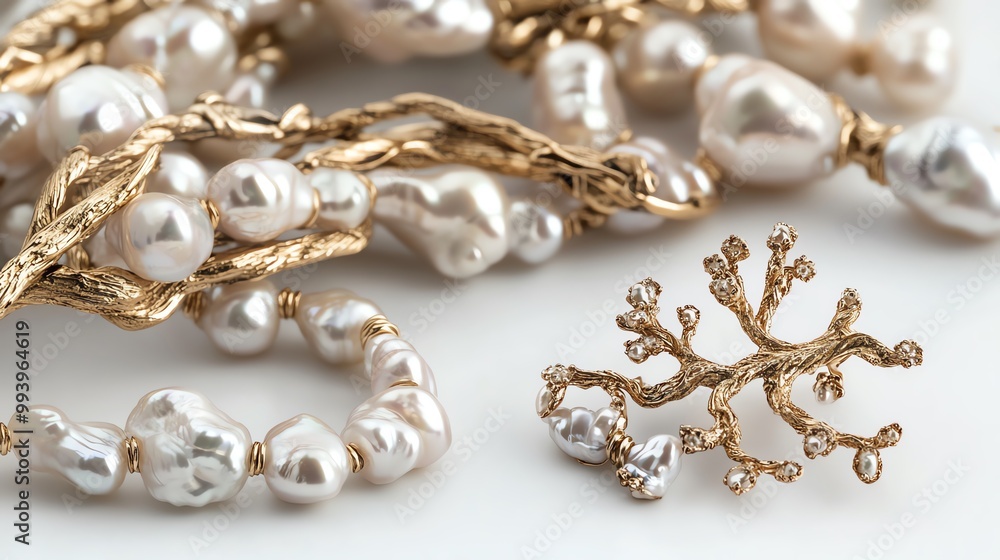 Elegant jewelry piece featuring natural pearls and a gold accent, perfect for enhancing any sophisticated look. Elegant jewelry piece featuring natural pearls and a gold accent, perfect for enhancing any sophisticated look.