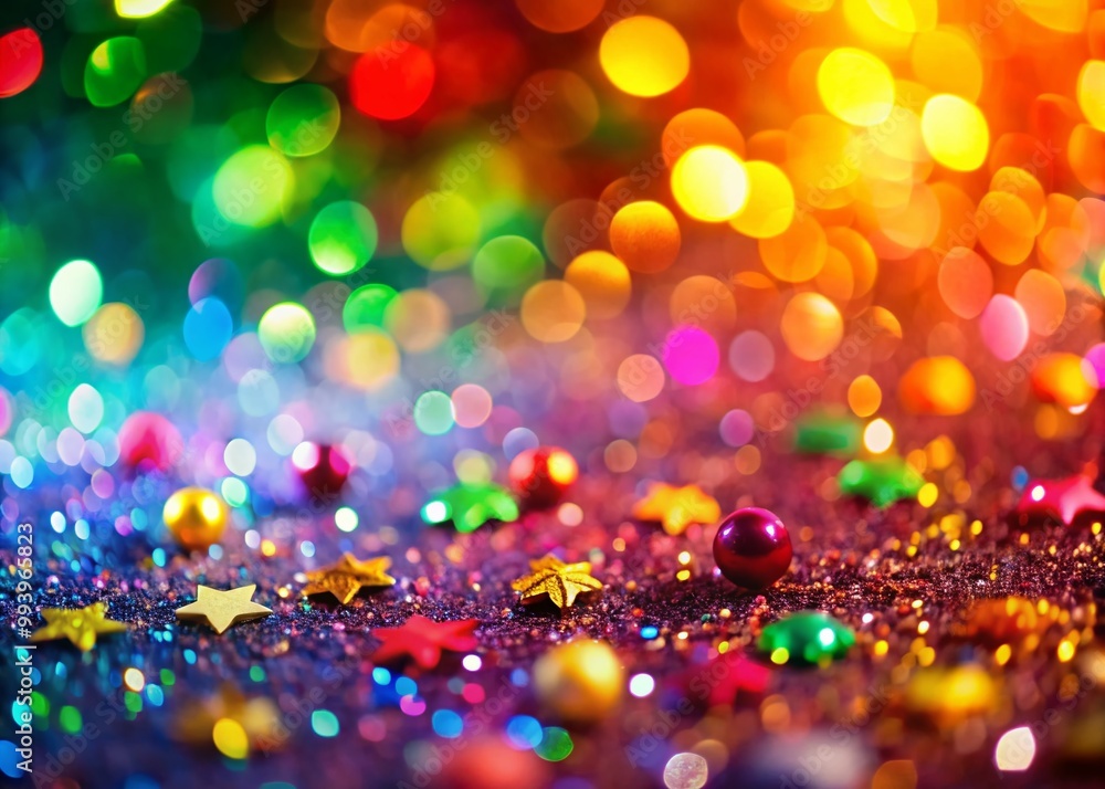 Naklejka premium Colorful Glittery Background for a Happy Birthday Celebration with Festive Elements and Joyful Vibes