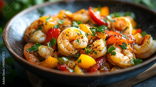 Vivid Symphony of Flavors: Shrimp and Pepper Stir-Fry Masterpiece